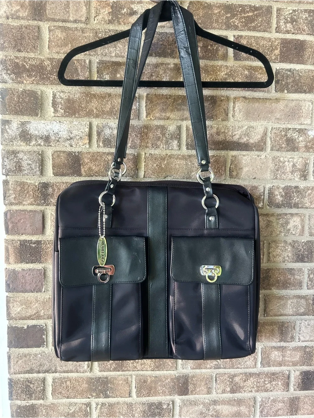 🤩 Mobile Edge Black Laptop Tote Bag Messenger Shoulder Bag Faux Leather Y2K